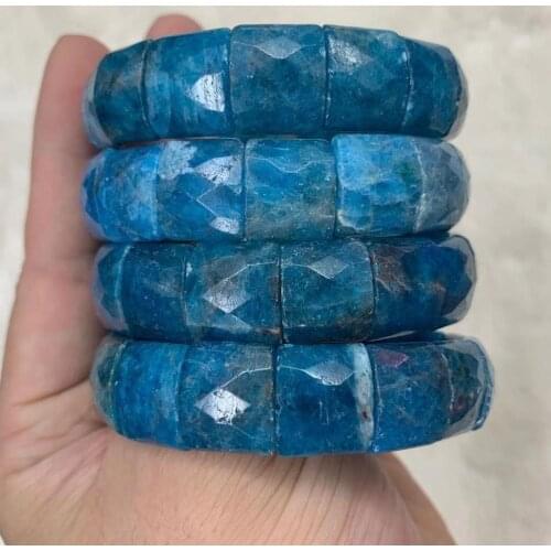 Blue apatite stone beads bracelet natural gem stone bangle charming jewelry for woman for gift wholesale