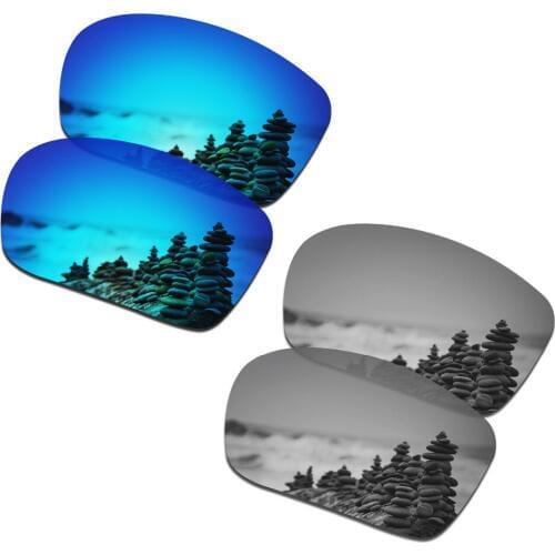 SmartVLT 2 Pairs Polarized Sunglasses Replacement Lenses for Oakley Triggerman Ice Blue and Silver Titanium