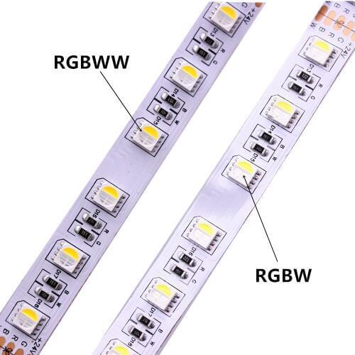 DC12V 24V 5m Led Strip 5050 SMDRGBW RGBWW 4 Colors in 1 Chip Led Flexible Strip Light RGB + White / Warm White indoor decoration