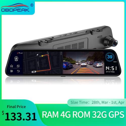 OBEPEAK D60 12" Android 8.1 Car DVR Rearview Mirror Dash Cam RAM 4G ROM 32G GPS Navigation ADAS Car Video Camera Recorder DVRS