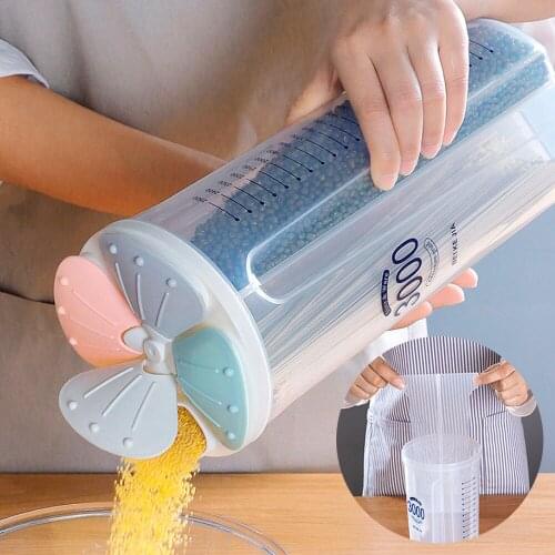 Rotating Dry Food Rice Container Compartment Transparent Storage Box Kitchen Food Storage Tank Plastic Sealed Tank