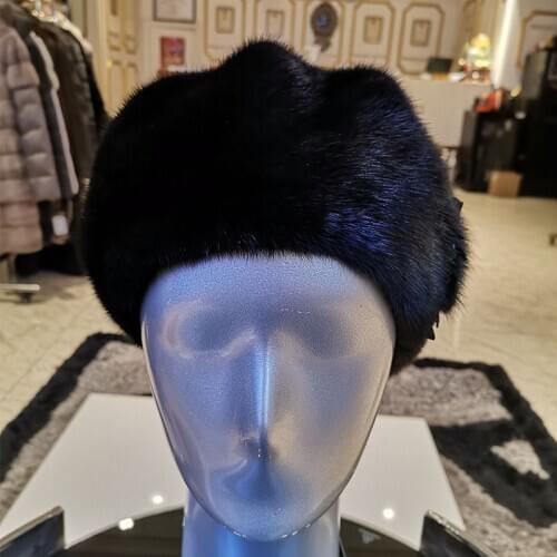WINTER PALACE 2020 Fur Hat Winter Warm Natural Mink Fur Hats for Women Classic Luxury Caps Earflap mink hat