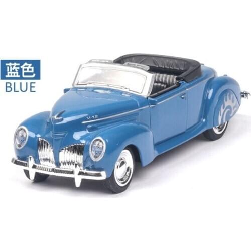 1: 38 Lincoln Convertible Classic Car With Sound And Light Simulation Alloy Childrens Toy Model Boys Birthday Gift Blue car