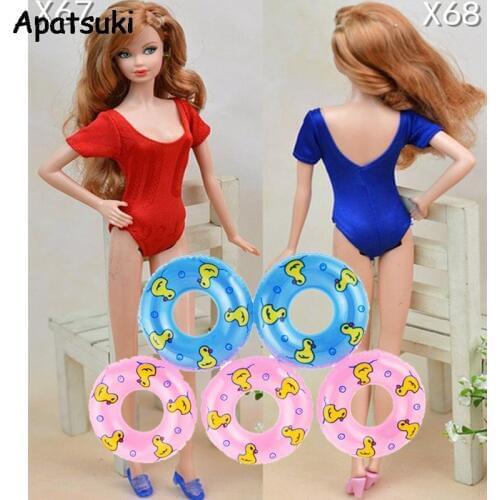 1:6 Dolls Accessories 5pcs Swimming Buoy Lifebelt Ring & 2pcs Sexy Swimwear Swimsuits Bikini For Barbie Dollhouse Baby Girl Toys