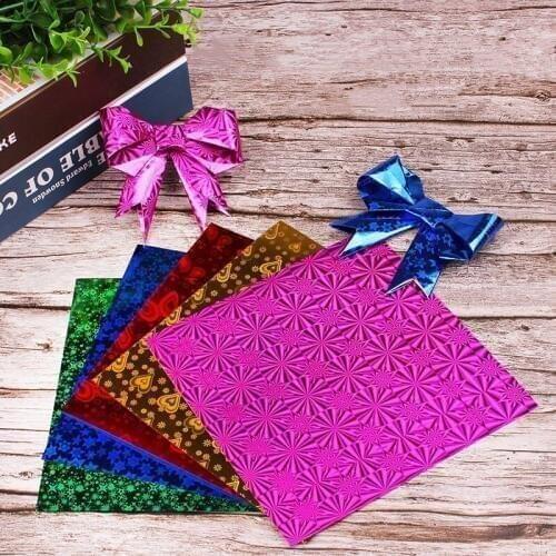 1 Set Shining Laser Flash Origami DIY Craft Kindergarten Kids Manual Thousand Paper Cranes Cutting Paper Scrapbook Decor Paper