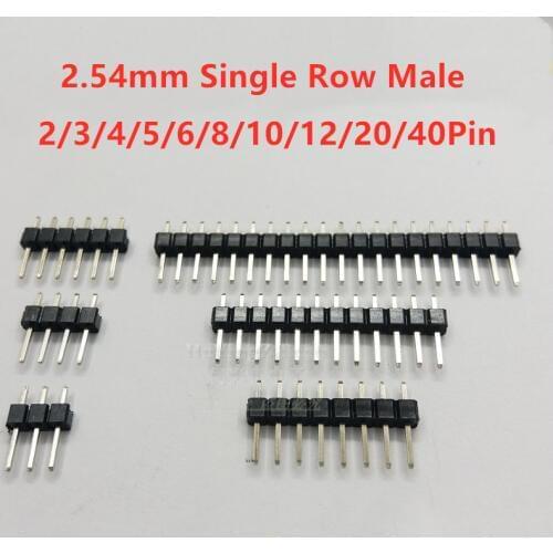 10Pcs 2.54 single row pin for PCB Board 2.54mm straight pin 1*2P/3/4/5/6/7/8/10/15/20/40P