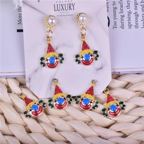 10pcs Clown Droll Circus Metal Charms Pendant Earring DIY Fashion Jewelry Accessories SO CUTE