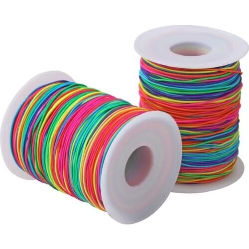 100m Rainbow Colourful Elastic Cord 1mm Thread Stretch String Craft DIY Jewelry