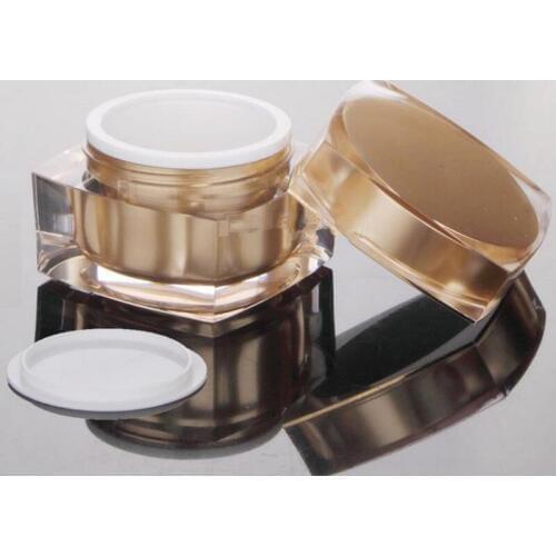 15/30/50g Golden Acrylic Plastic Cosmetic Jars Empty Face Cream Refillable Bottles Sample Jar F20171973