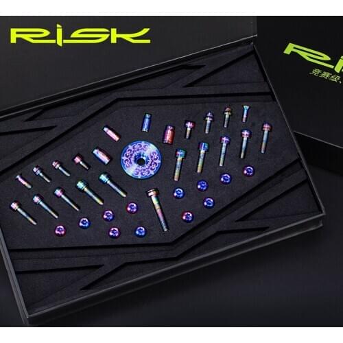 36pcs Risk Titanium Alloy MTB Mountain Bike common Bolts Unit Stem Cap/Fixing Bolt with Washer/Dic Brake Fixing Screws/Valve Cap