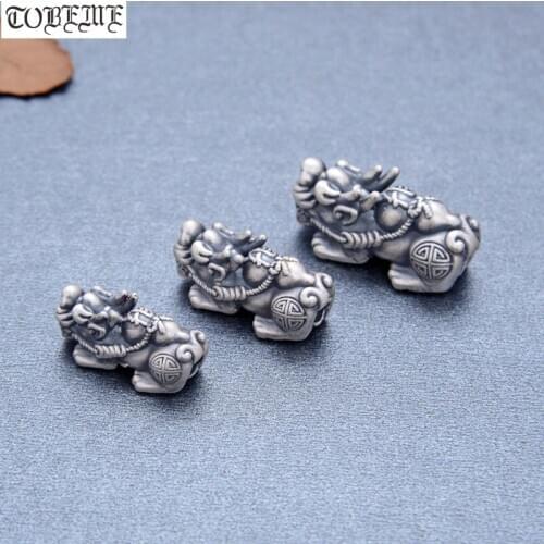 3D 100% 999 Silver Pixiu Beads Real Pure Silver Lucky Fengshui Wealth Pixiu Beads Piyao Charms Good Luck for Wealth