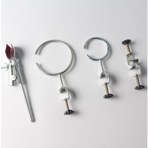 4pcs/set Chemistry Experiment Iron Stand Accessory Kits Flask Holder Iron Ring Cross Clip Flask Clamp Experimental Equipment