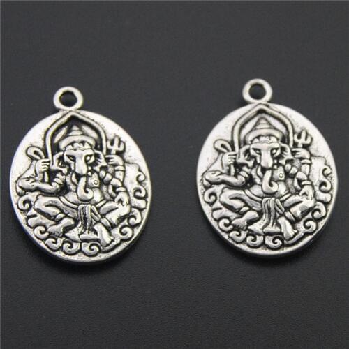 5pcs Tibetan Silver Color Ganesha Elephant Buddha Charms Pendants For Necklace DIY Jewelry Making A2258