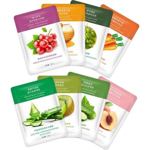 Innicare 8pcs Fruit Face Mask Sets Moisturizing Oil Control Korean Skin Care Cosmetics Beauty Sheet Masks Face Care Skincare Set