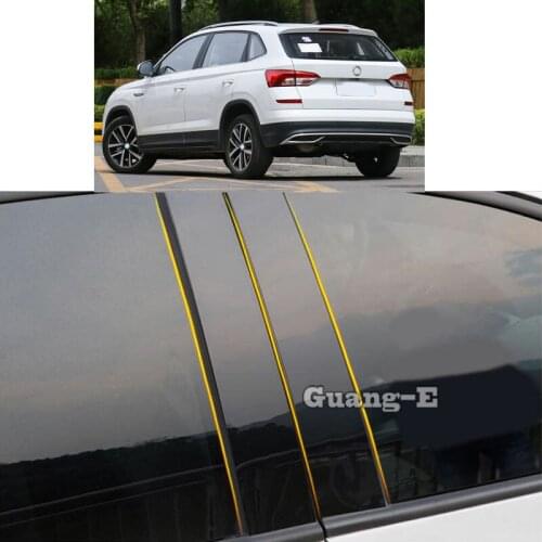 Car PC Material Pillar Post Cover Door Trim Window Piano Black Molding Sticker Plate Parts For Skoda Kamiq 2018 2019 2020 2021