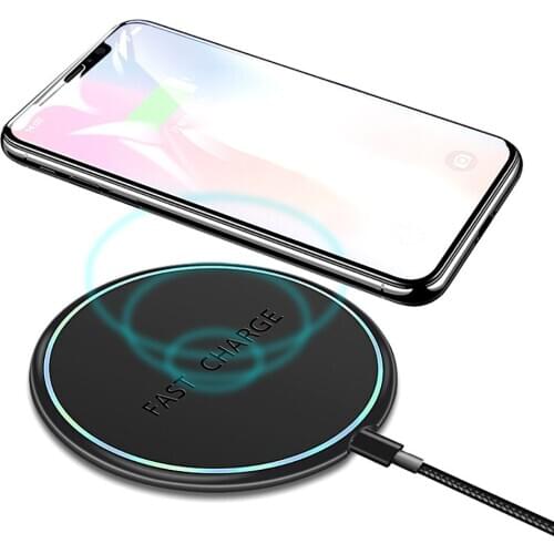 10W Qi Fast Wireless Charger With LED Light Micro USB Wireless Charging Pads for iPhone11 X Samsung Xiaomi Huawei Charging Pads