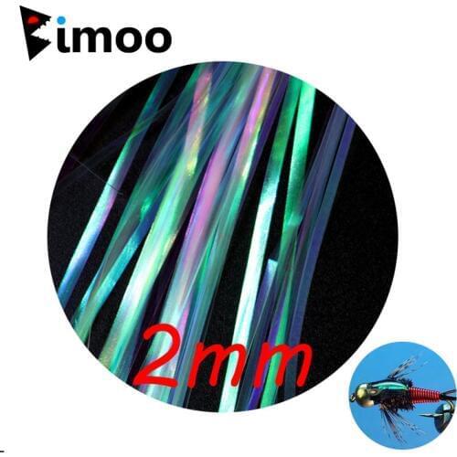 Bimoo 2Bag 2mm Pearl Flashabou Holographic Tinsel Stonefly Nymph Back Streamer Jig Lure Fishing Fly Tying Material