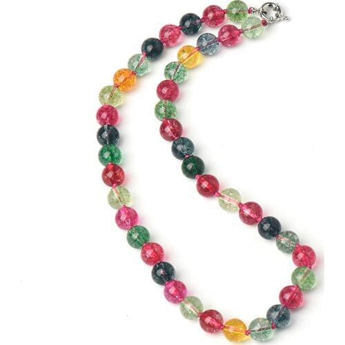 There has A Variety Of Color Combinations And Radial arrangement Customized 10 MM Glass tourmaline Necklace
