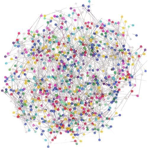 Fityle 800pcs Colorful Pearl Head Pins Sewing Pins Dressmaking Hijab Scarf Pins