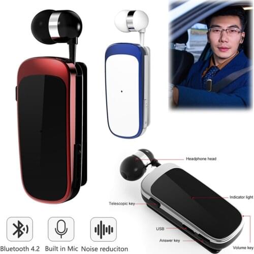 Bluetooth Headset with Clip Earphone Sport Game Drive Earpiece for iPhone 12 11 Pro Max XS XR X 8 7 6S Plus Samsung LG Android