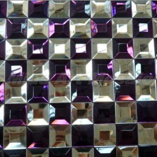 Glossy pure white and lavender glass backsplash tiles A41018