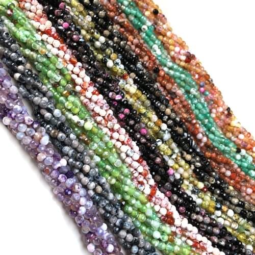 Natural Stone Faceted Scattered Beads 3mm Agates Small Loose Beads for Jewelry Making Necklace DIY Bracelet Accessories