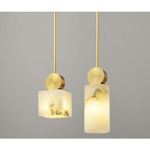 New Chinese style marble chandelier bedroom bedside Nordic single head creative net red copper light luxury restaurant bar lamp