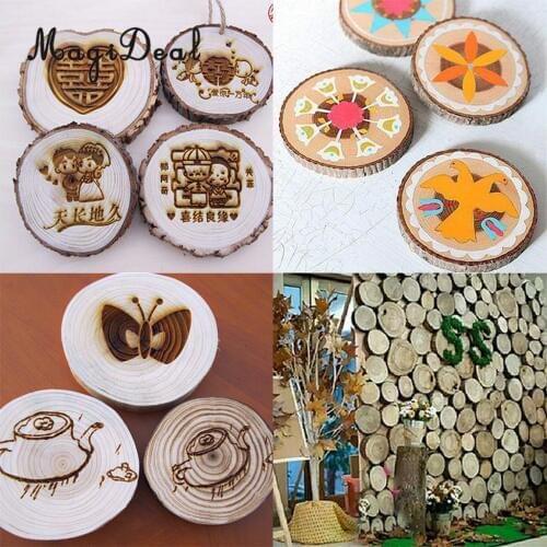 MagiDeal Delicate 50Pcs Natural Pine Tree Wood Slices Craft for Wedding Baby Shower Christmas Home Arts Hobbies Signs Decoration