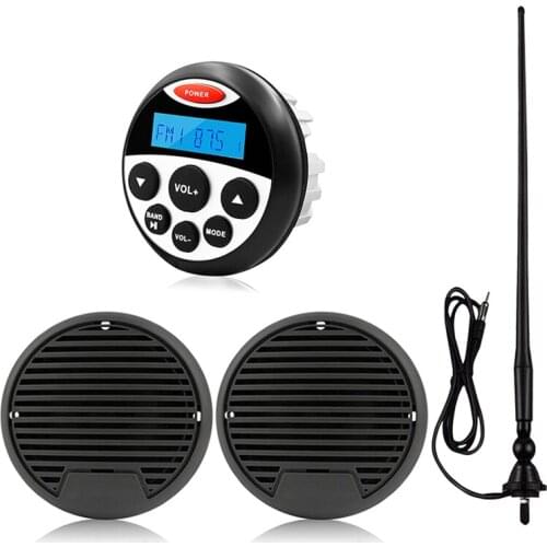 Marine Stereo Waterproof Boat Audio Radio Bluetooth Receiver Car MP3 Player+3inch Marine Speaker+FM Antenna For RV ATV Motorcycl