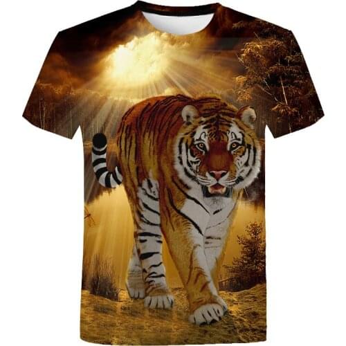 Mens T-Shirts Asian Size 6Xl T-Shirts for Men 3D Tiger Print Mens T-Shirts Casual & Fun Design Short Sleeve T-Shirts Halloween