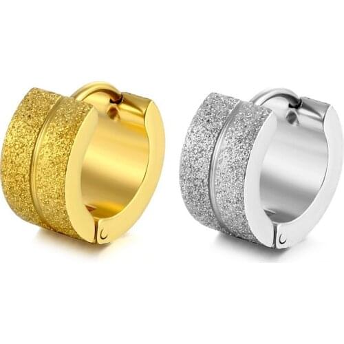 Men Women Circle Stainless Steel Hoop Earrings Punk Fashion jewelry Do Not Fade Gold Color Matte Huggie Earrings Hip Hop Jewelry