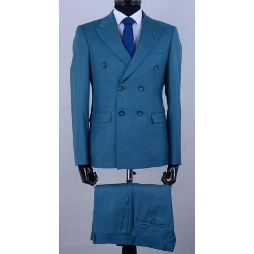 Men Tuxedo Slim Fit Fashion Suit Wedding Double Breasted 2 Pieces Skinny Single Breasted Jacket Party Prom Singer Costume