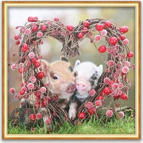 Animal Pig DIY 11CT Cross Stitch Embroidery Kits Craft Needlework Set Printed Canvas Cotton Thread Home Decoration Room On Sale