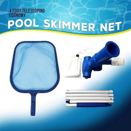 Pool Vacuum Head and Skimmer Net Set Included 47" Detachable Pole, Spa Pond Swimming Pool Cleaning Supplies and Accessories