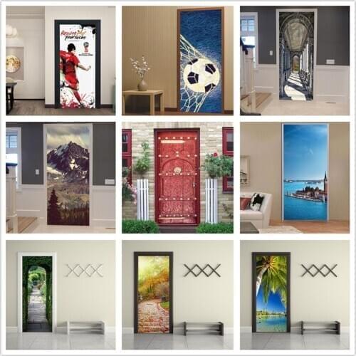 3D Beautiful Scenery Door Stickers For Wedding Decor Wallpaper Home Decoration Accessories Waterproof Mural Decal For Child Gift