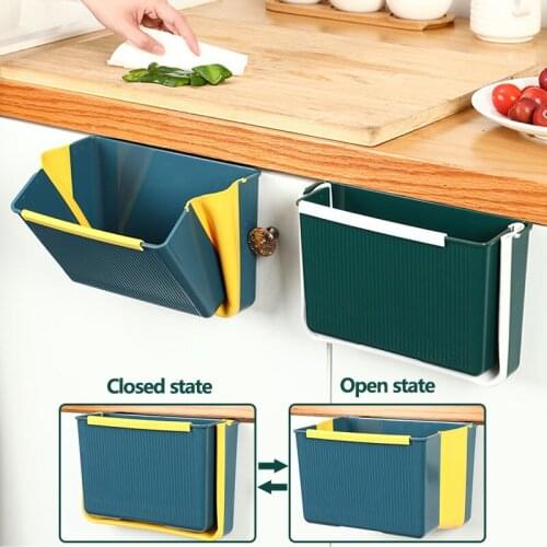 Wall-Mounted Folding Trash Bin Car Trash Can Kitchen Cabinet Storage Box Multifunctional Garbage Bin Home Office Storage