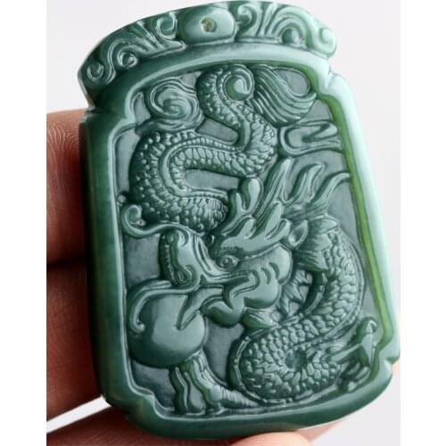 Natural and nephrite pendant green jade pendant Yulong line world Shifang Long pendant jewelry brand with a certificate
