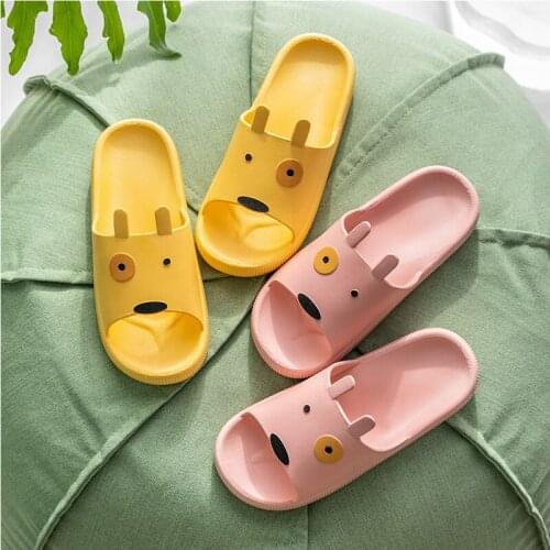 New Women Summer Slippers Soft PVC Lovers Home Floor Shoes Anti-Slip Cartoon Style Female Male Indoor Slipper Shower Slides