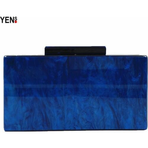 New Wallet Brand Fashion Women Messenger Bag Elegant Pearl Acrylic Clutch Vintage Women Party Marble Blue Shoulder Evening Bag