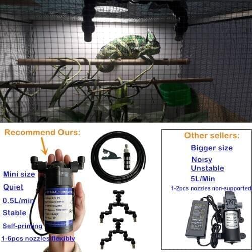 S403 Quiet Pump Reptile Fogger Mist Sprinkler Rainforest Tank Humidification Cooling System Reptile Pet Terrarium Misting System