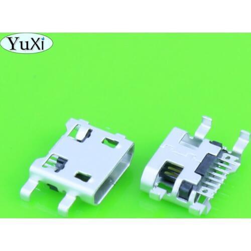 YuXi 100pcs Micro USB Connector DIP Power Charging Phone USB jack 2.0 Female Mini USB Socket 7Pin Flat Mouth For LG L80 D373 G3