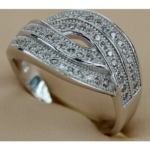 SHUNXUNZE Charms Wedding rings Jewelry for women dropshipping Flash sale White Cubic Zirconia Rhodium Plated R3140 size 6 7 8 9