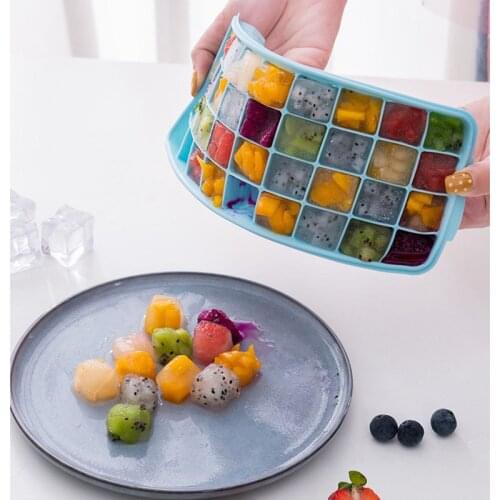 With Lid Creative 21 Grid 36 Lattice DIY Icing Fruit Cube Mold Silicone Ice Mold Party Kitchen Bar Drinking Accessories Iced Cub