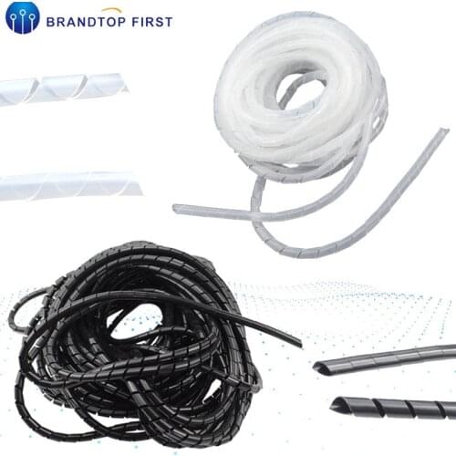 White Black cable wire winding pipe spiral wrapping wire organizer Sheath Tube 6mm 10mm 20mm 25mm Cable Sleeves wrapping tube
