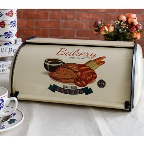 Vintage Metal Bread Box Household Snack Storage Box Kitchen Food Baking Bread Basket Storage Organizer Box Tableware Bakeware