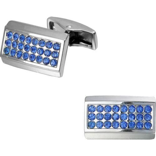 Mens shirts Cufflinks high-quality copper material Square Silvery Blue Crystal Cufflinks 5 pairs of packaging for sale