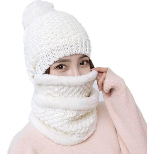 2020 womens outdoor fashion tight skin thick wool warm point Kashmir hat scarf hat
