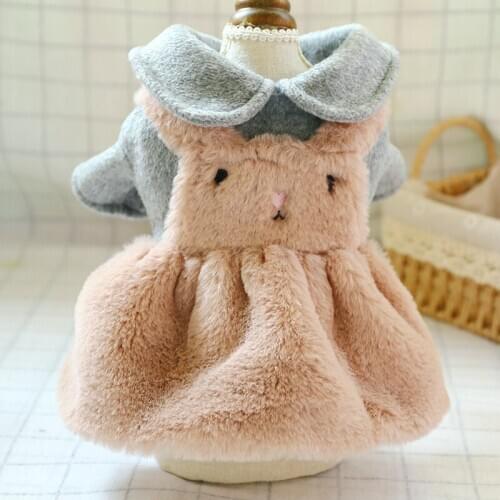 Winter Dog Dress Warm Plush Puppy Coat Rabbit Small Dog Jacket Soft Clothes Festival Costume For Chihuahua Schnauzer Ropa Perro