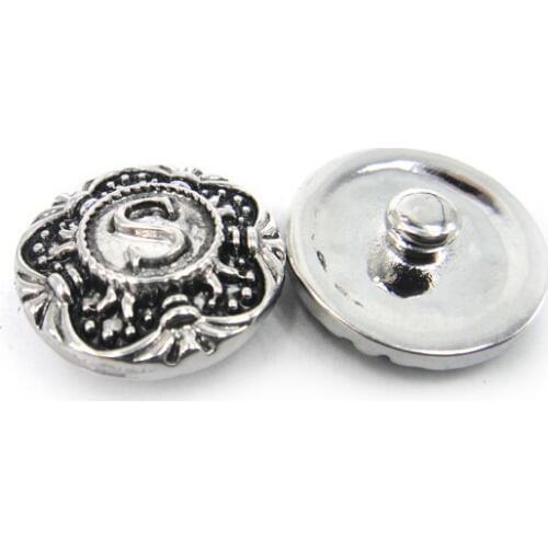 1.8-2cm alloy Letters S design Rhodium button metal charms