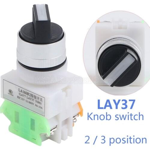 1Pcs LAY37-11X2 20X3 Y090 22mm Rotary Switch Knob Button 22mm 4 Screws Terminals 2 / 3 Position Self Locking / Self Reset